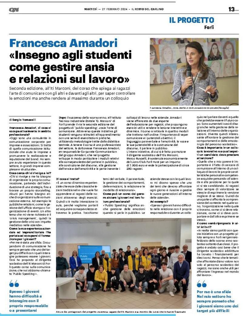 Francesca Amadori - Insegno agli studenti